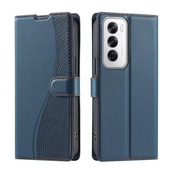 Per OPPO Reno12 Pro 5G Global Voltage Custodia per telefono in pelle ultrasottile a pois (blu)