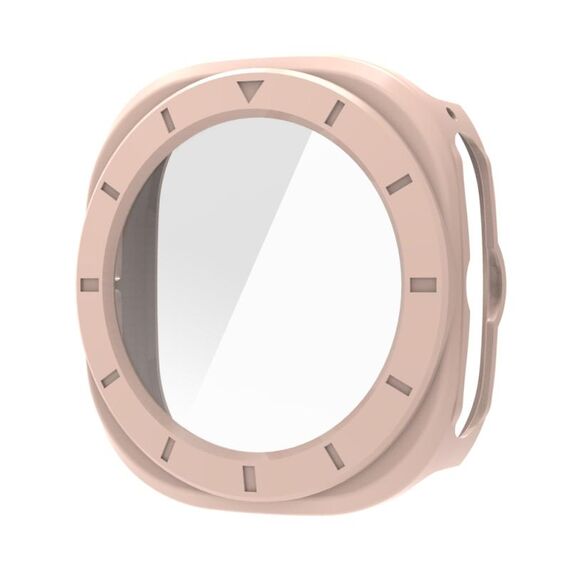 Per Samsung Galaxy Watch Ultra 47mm Pellicola in vetro temperato Custodia protettiva per orologio PC integrata (rosa)