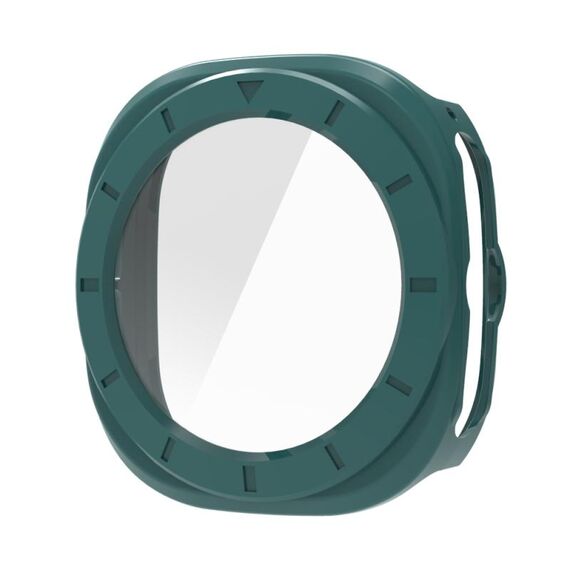 Per Samsung Galaxy Watch Ultra 47mm Pellicola in vetro temperato Custodia protettiva per orologio PC integrata (verde)