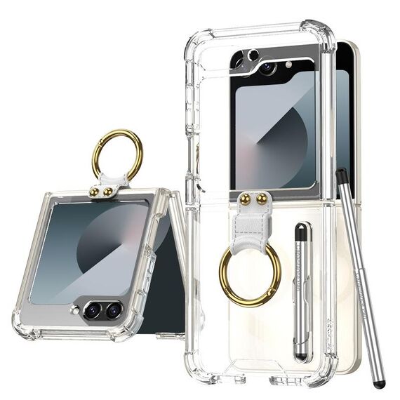 Per Samsung Galaxy Z Flip6 GKK Airbag Custodia protettiva per telefono con anello e penna (trasparente)