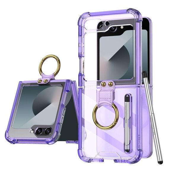 Per Samsung Galaxy Z Flip6 GKK Airbag Custodia protettiva per telefono con anello e penna (viola)