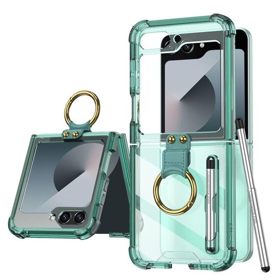 Per Samsung Galaxy Z Flip6 GKK Airbag Custodia protettiva per telefono con anello e penna (verde)