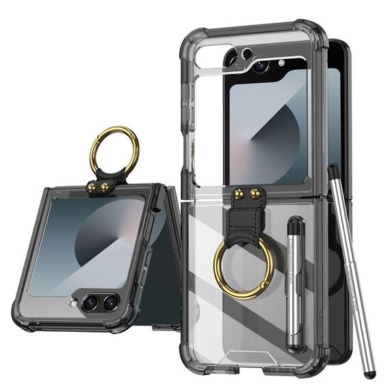 Per Samsung Galaxy Z Flip6 GKK Airbag Custodia protettiva per telefono con anello e penna (nero)