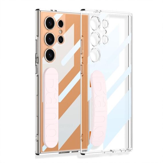 Per Samsung Galaxy S24 Ultra 5G GKK Custodia per telefono con cinturino in silicone spaziale integrato, penna non inclusa (rosa)