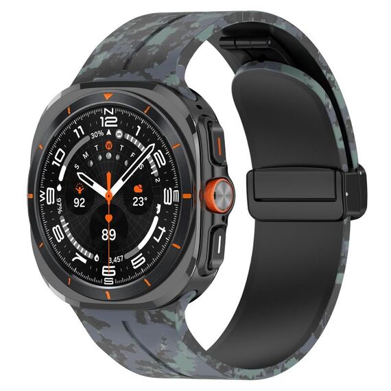 Per Samsung Galaxy Watch Ultra 47mm Cinturino in silicone con fibbia pieghevole magnetica (nero mimetico)