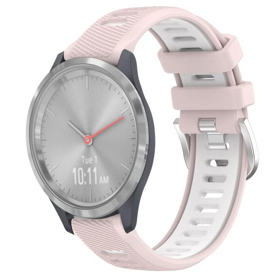 Per Garmin Vivomove 3S 18mm Cinturino sportivo in silicone con fibbia in acciaio bicolore (rosa + bianco)