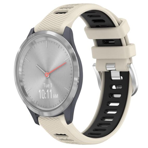 Per Garmin Vivomove 3S 18mm Cinturino sportivo in silicone con fibbia in acciaio bicolore (Starlight + nero)