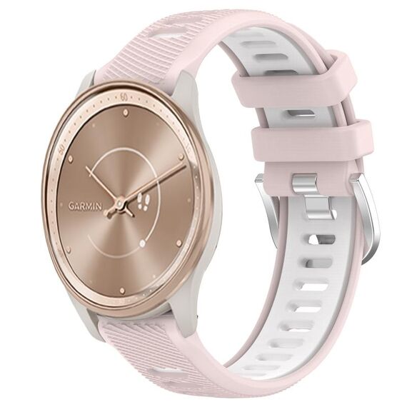 Per Garmin move Trend 20mm Cinturino sportivo in silicone con fibbia in acciaio bicolore (rosa + bianco)