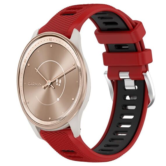 Per Garmin move Trend 20mm Cinturino sportivo in silicone con fibbia in acciaio bicolore (rosso + nero)