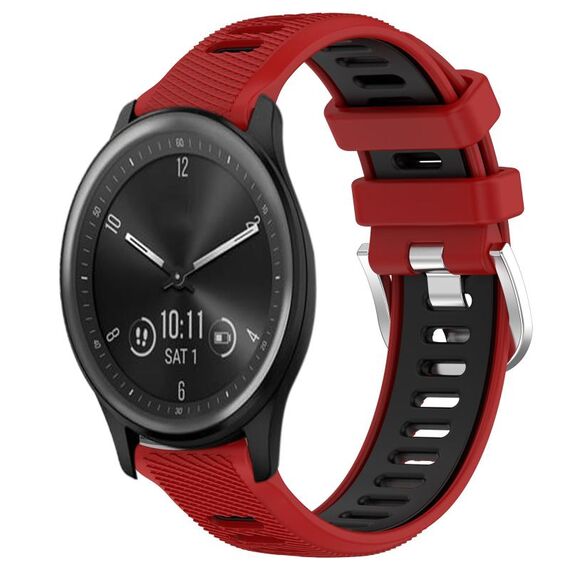 Per Garmin Vivomove Sport 20mm Cinturino sportivo in silicone con fibbia in acciaio bicolore (rosso + nero)