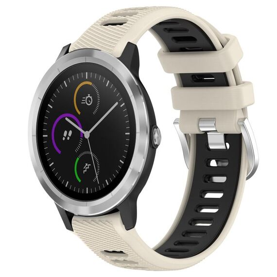 Per Garmin Vivoactive3 20mm cinturino sportivo in silicone con fibbia in acciaio bicolore (Starlight + nero)