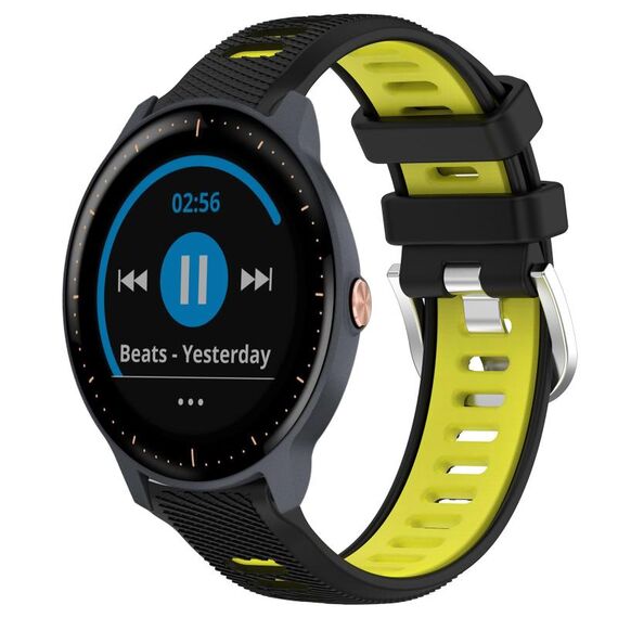 Per Garmin Vivoactive3 Music 20mm Cinturino sportivo in silicone con fibbia in acciaio bicolore (nero + verde lime)