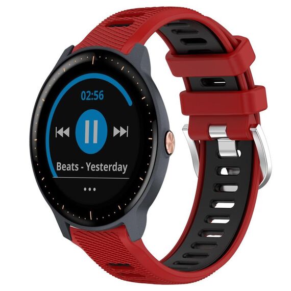Per Garmin Vivoactive3 Music 20mm Cinturino sportivo in silicone con fibbia in acciaio bicolore (rosso + nero)