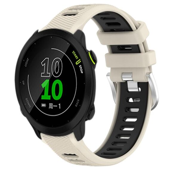 Per Garmin Forerunner 158 20mm Cinturino sportivo in silicone con fibbia in acciaio bicolore (Starlight + nero)