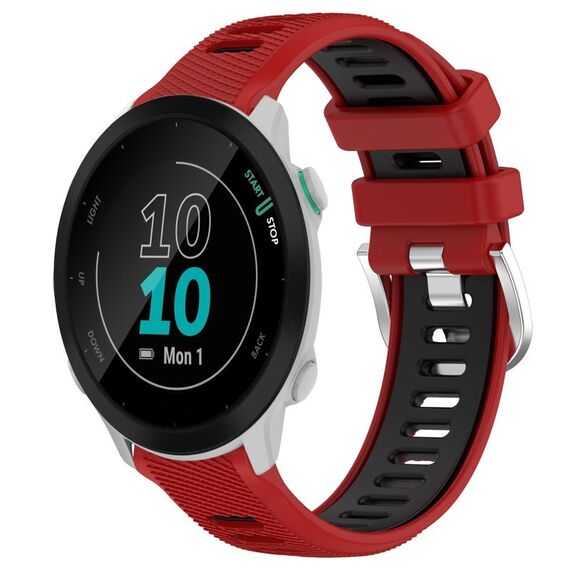 Per Garmin Forerunner 55 20mm Cinturino sportivo in silicone con fibbia in acciaio bicolore (rosso + nero)