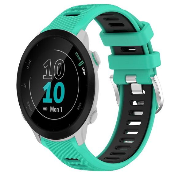 Per Garmin Forerunner 55 20mm Cinturino sportivo in silicone con fibbia in acciaio bicolore (lago blu + nero)