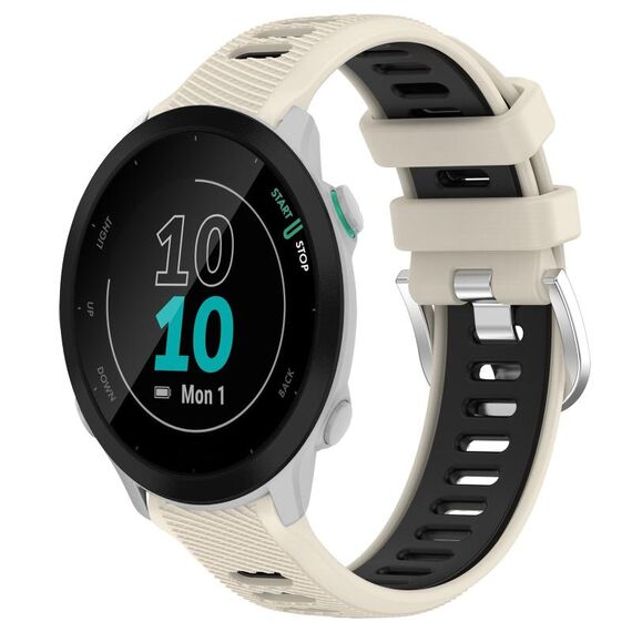 Per Garmin Forerunner 55 20mm Cinturino sportivo in silicone con fibbia in acciaio bicolore (Starlight + nero)
