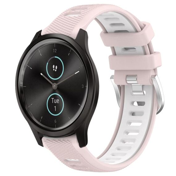 Per Garmin VivoMove Style 20mm Cinturino sportivo in silicone con fibbia in acciaio bicolore (rosa + bianco)