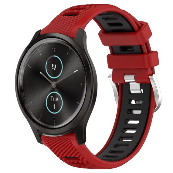 Per Garmin VivoMove Style 20mm Cinturino sportivo in silicone con fibbia in acciaio bicolore (rosso + nero)