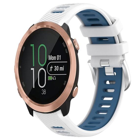 Per Garmin Forerunner 645 Music 20mm Cinturino sportivo in silicone con fibbia in acciaio bicolore (bianco + blu)