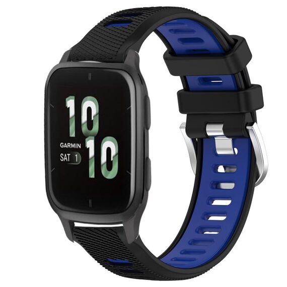Per Garmin Forerunner Sq2 20mm Cinturino sportivo in silicone con fibbia in acciaio bicolore (nero + blu)