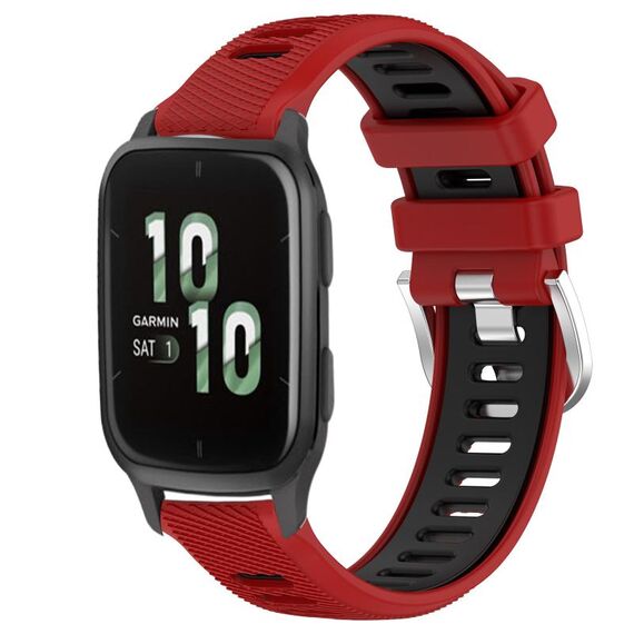 Per Garmin Forerunner Sq2 20mm Cinturino sportivo in silicone con fibbia in acciaio bicolore (rosso + nero)
