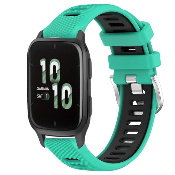 Per Garmin Forerunner Sq2 20mm Cinturino sportivo in silicone con fibbia in acciaio bicolore (lago blu + nero)