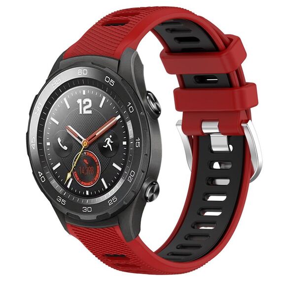 Per Huawei Watch 2 20mm Cinturino sportivo in silicone con fibbia in acciaio bicolore (rosso + nero)