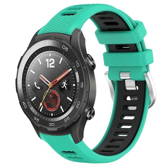 Per Huawei Watch 2 20mm Cinturino sportivo in silicone con fibbia in acciaio bicolore (blu lago + nero)