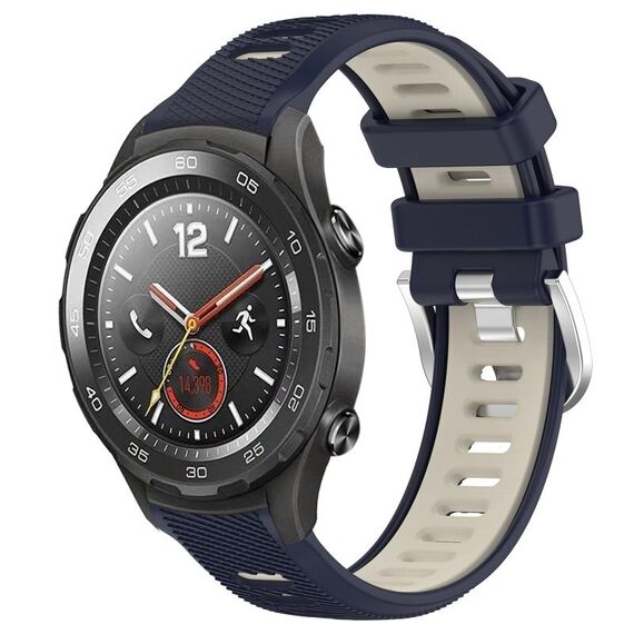 Per Huawei Watch 2 20mm Cinturino sportivo in silicone con fibbia in acciaio bicolore (blu notte + luce stellare)