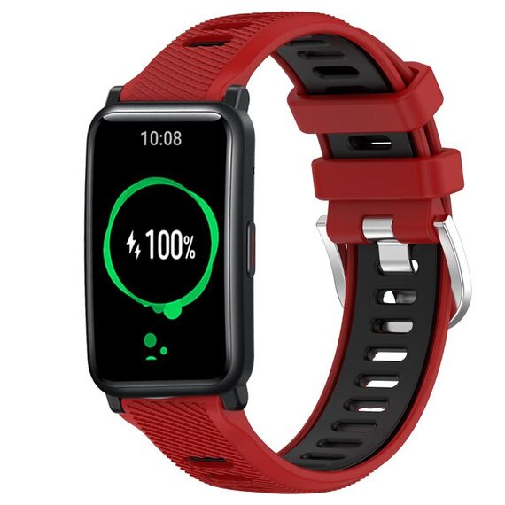 For Honor Watch ES 20mm Cinturino sportivo in silicone con fibbia in acciaio bicolore (rosso + nero)