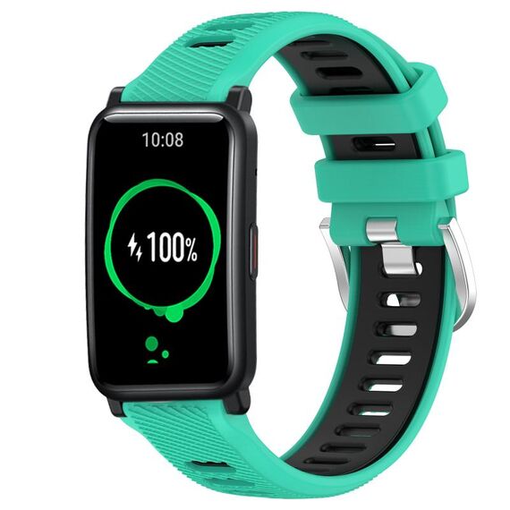 For Honor Watch ES 20mm Cinturino sportivo in silicone con fibbia in acciaio bicolore (blu lago + nero)