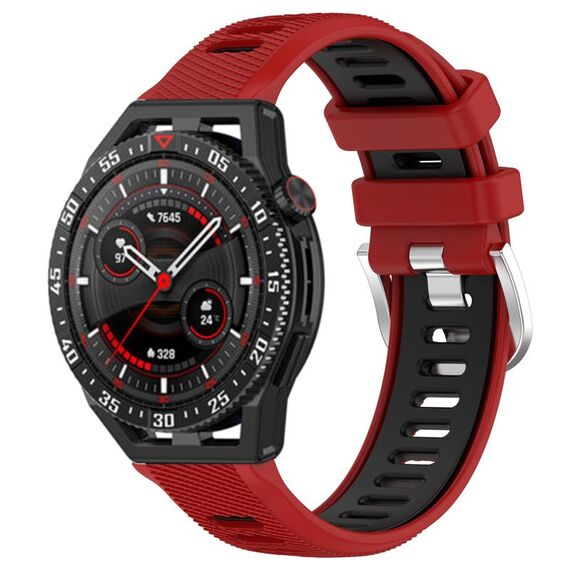 Per Huawei Watch GT3 SE 22mm Cinturino sportivo in silicone con fibbia in acciaio bicolore (rosso + nero)