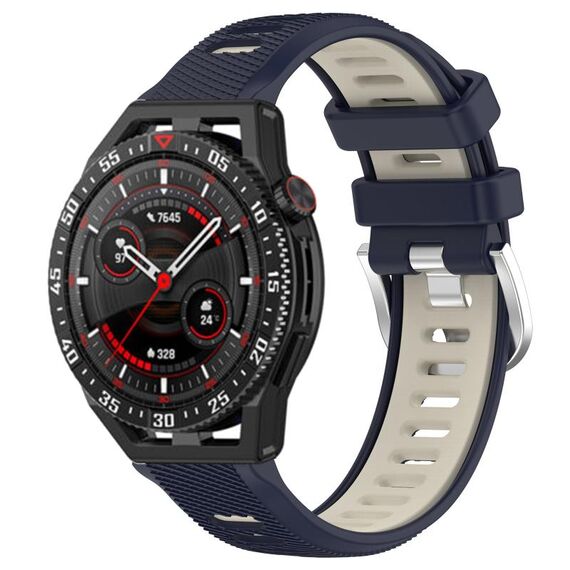 Per Huawei Watch GT3 SE 22mm Cinturino sportivo in silicone con fibbia in acciaio bicolore (blu notte + luce stellare)