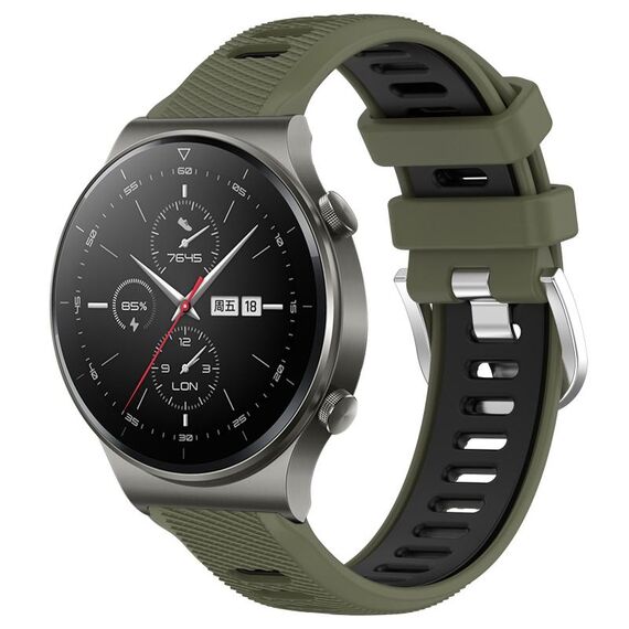 Per Huawei GT2 Pro 22mm Cinturino sportivo in silicone con fibbia in acciaio bicolore (verde militare + nero)
