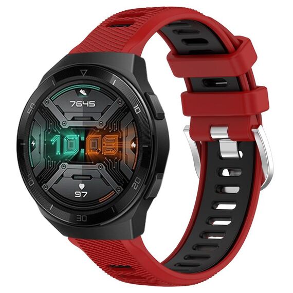 Per Huawei Watch GT 2E 22mm Cinturino sportivo in silicone con fibbia in acciaio bicolore (rosso + nero)