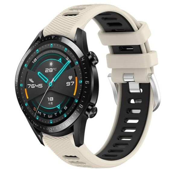 Per Huawei GT2 46mm 22mm Cinturino sportivo in silicone con fibbia in acciaio bicolore (Starlight + nero)