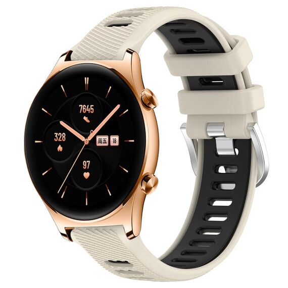 For Honor Watch GS 3 22mm Cinturino sportivo in silicone con fibbia in acciaio bicolore (Starlight + nero)