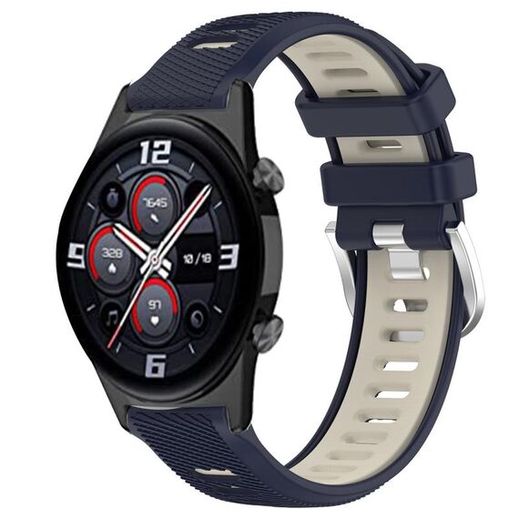 For Honor Watch GS 3i 22mm Cinturino sportivo in silicone con fibbia in acciaio bicolore (blu notte + luce stellare)