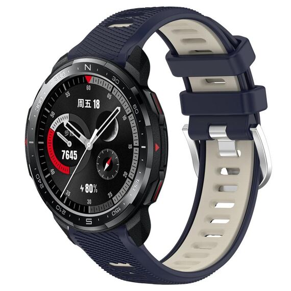 For Honor Watch GS Pro 22mm Cinturino sportivo in silicone con fibbia in acciaio bicolore (blu notte + luce stellare)