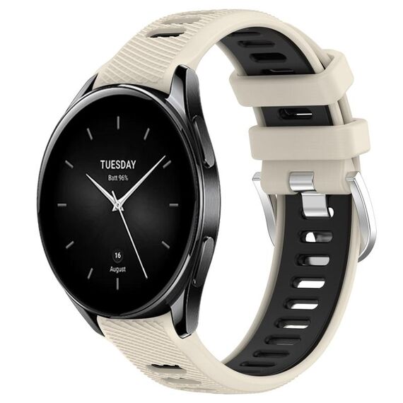 Per Xiaomi Watch S2 42mm 22mm Cinturino sportivo in silicone con fibbia in acciaio bicolore (Starlight + nero)