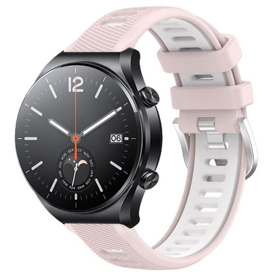 Per Xiaomi MI Watch S1 22mm Cinturino sportivo in silicone con fibbia in acciaio bicolore (rosa + bianco)