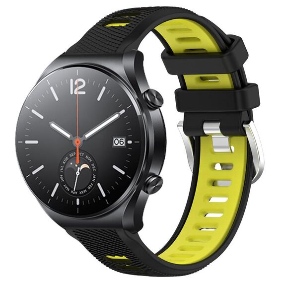 Per Xiaomi MI Watch S1 22mm Cinturino sportivo in silicone con fibbia in acciaio bicolore (nero + verde lime)