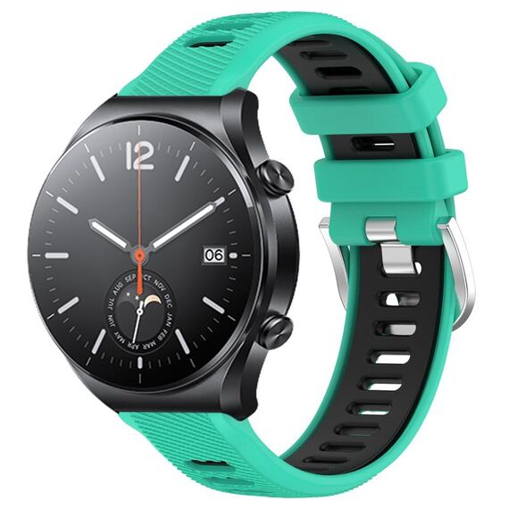 Per Xiaomi MI Watch S1 22mm Cinturino sportivo in silicone con fibbia in acciaio bicolore (lago blu + nero)