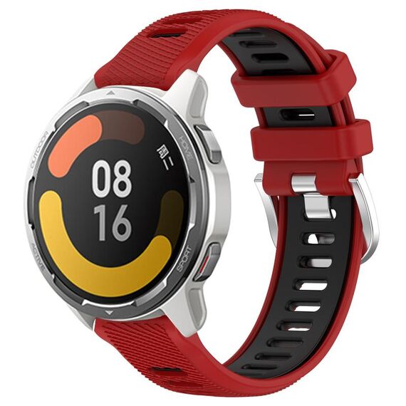 Per Xiaomi Watch S1 Active 22mm Cinturino sportivo in silicone con fibbia in acciaio bicolore (rosso + nero)