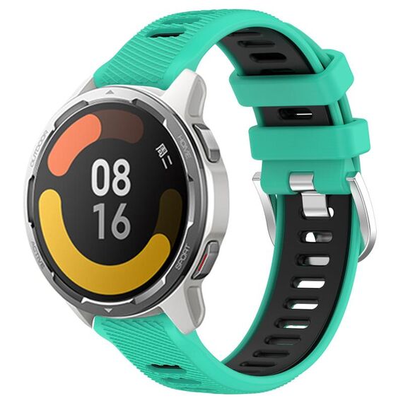 Per Xiaomi Watch S1 Active 22mm Cinturino sportivo in silicone con fibbia in acciaio bicolore (lago blu + nero)