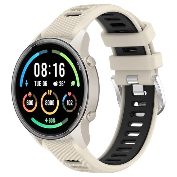 Per Xiaomi MI Watch Color 2 22mm Cinturino sportivo in silicone con fibbia in acciaio bicolore (Starlight + nero)