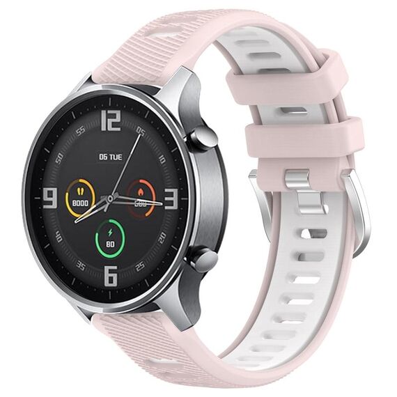 Per Xiaomi MI Watch Sport 22mm Cinturino sportivo in silicone con fibbia in acciaio bicolore (rosa + bianco)