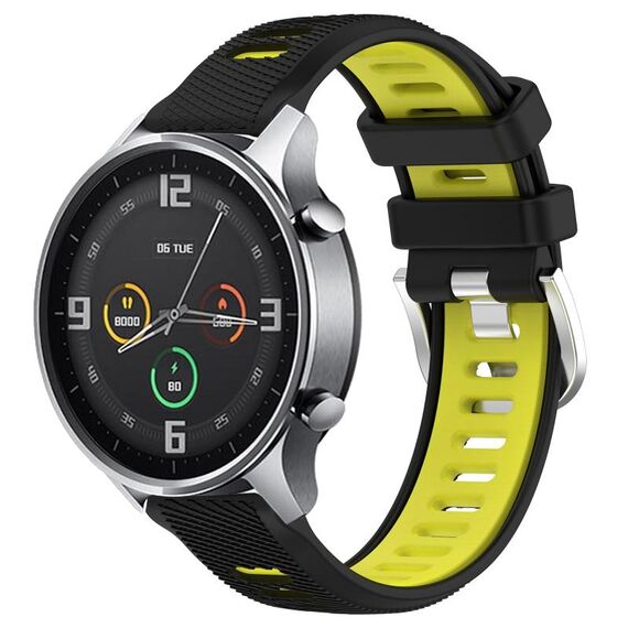 Per Xiaomi MI Watch Sport 22mm Cinturino sportivo in silicone con fibbia in acciaio bicolore (nero + verde lime)