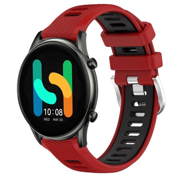 Per Xiaomi MI Watch Color 22mm Cinturino sportivo in silicone con fibbia in acciaio bicolore (rosso + nero)